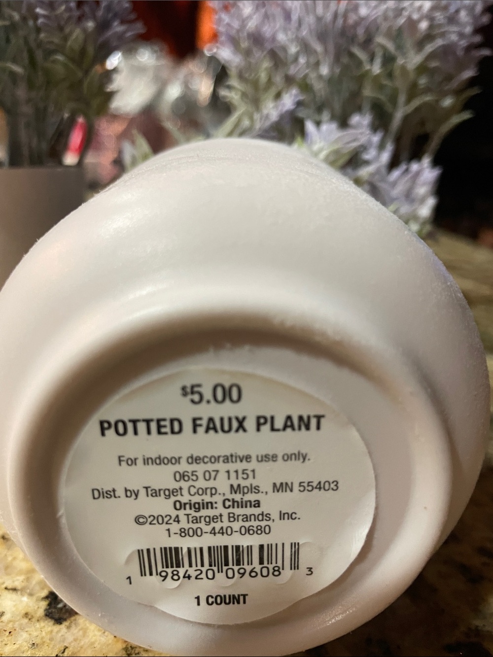 Faux Lavender Plant in Cream Pot - Decorative Purple Accent - Picture 3 of 3